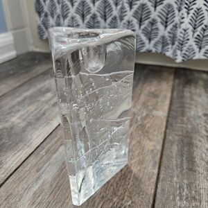 Vintage Iittala Glass Candle Holder Finland Arkipelago Pattern Clear 5.5" Tall 